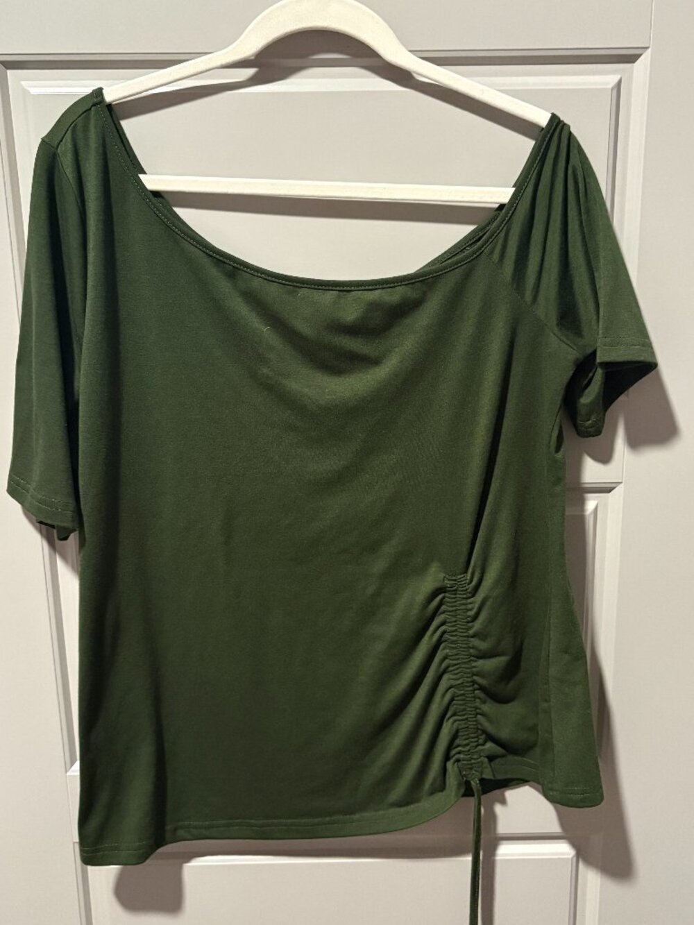 Shein Curve Off Shoulder Top with Ruching Size 0XL Olive Green
